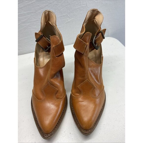 Lascana Leather cut out heeled Booties Ankle US 8 Made‎ in Italy western BOHO 39 - Picture 4 of 9